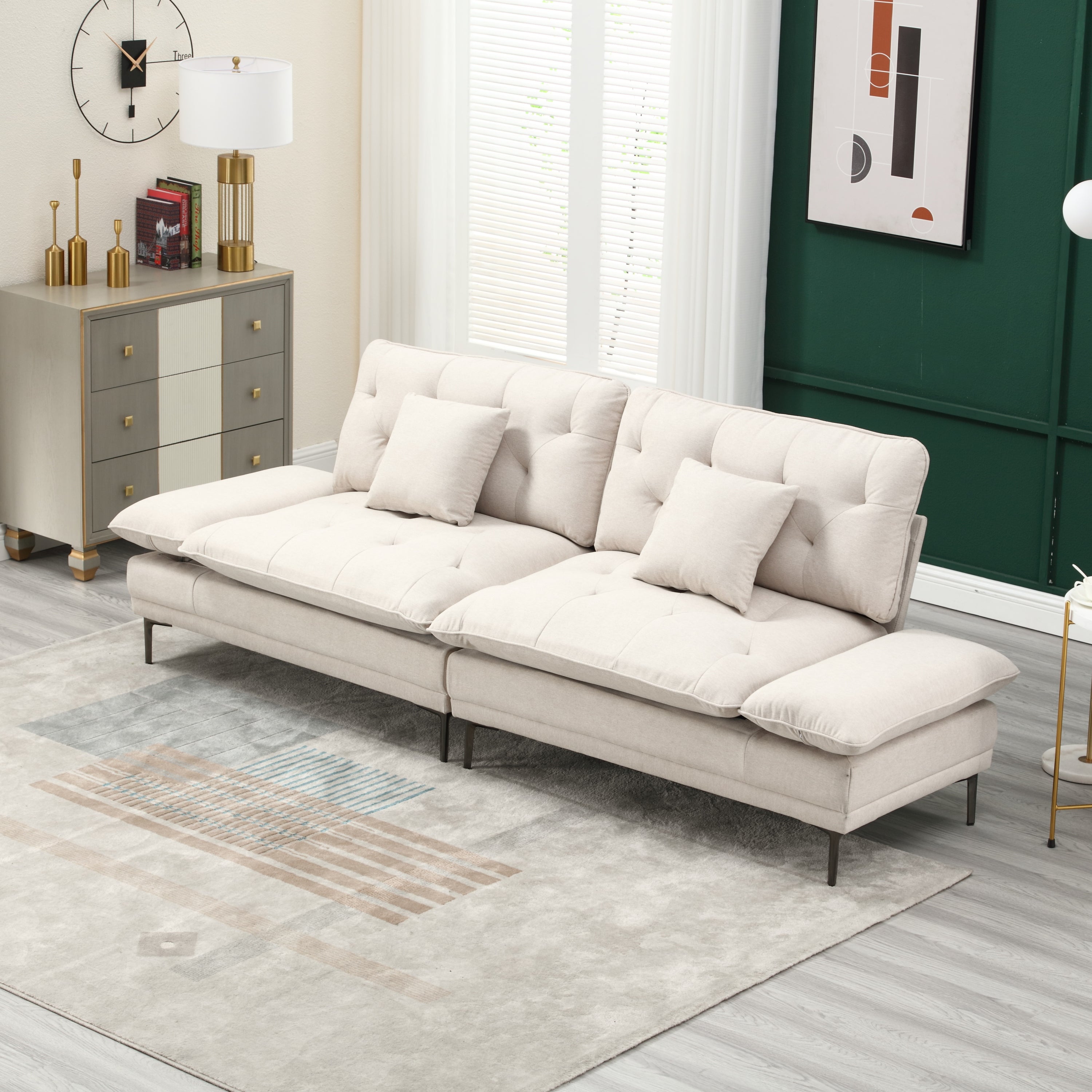 UNITED Linen Sofa , Accent sofa loveseat sofa with metal feet