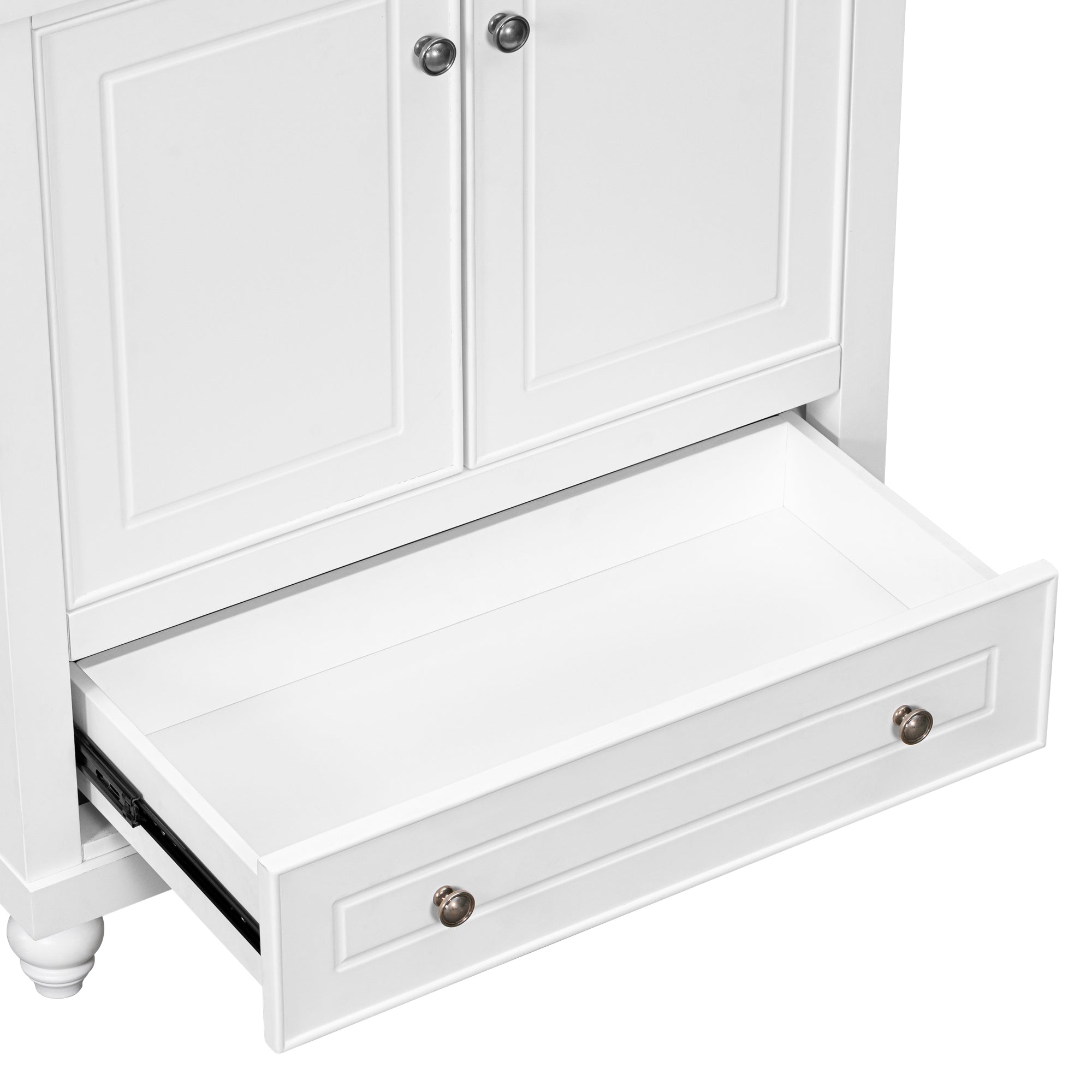 30" Bathroom Vanity without Sink, Base Only, Cabinet with Doors and Drawer, Solid Frame and MDF Board, White