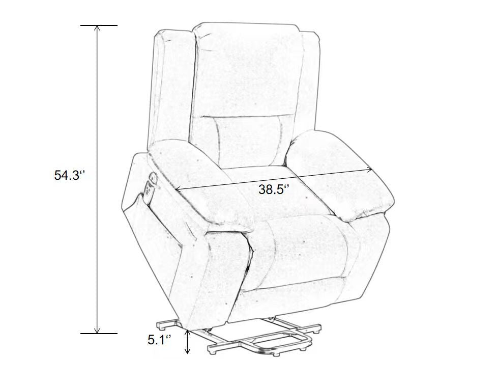 Electric Power Recliner Chair With Massage For Elderly ,Remote Control Multi-function Lifting, Timing, Cushion Heating Chair With Side Pocket Dark Grey