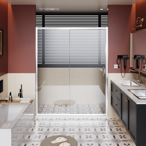 Single sliding shower door 60 x 72 in chrome finish front view