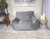 Allea Velveteen Bean Bag Chair with Armrests, Grey