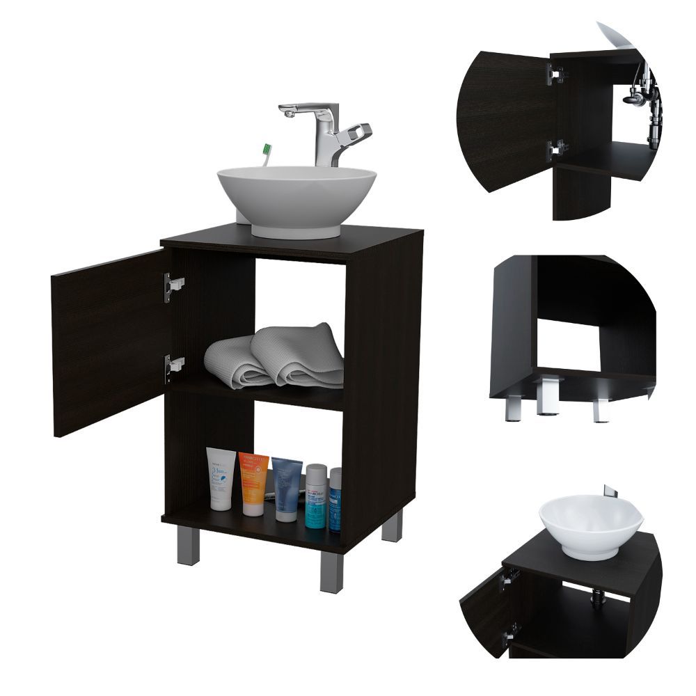 Saybrooke 1-Shelf Single Bathroom Vanity Black Wengue