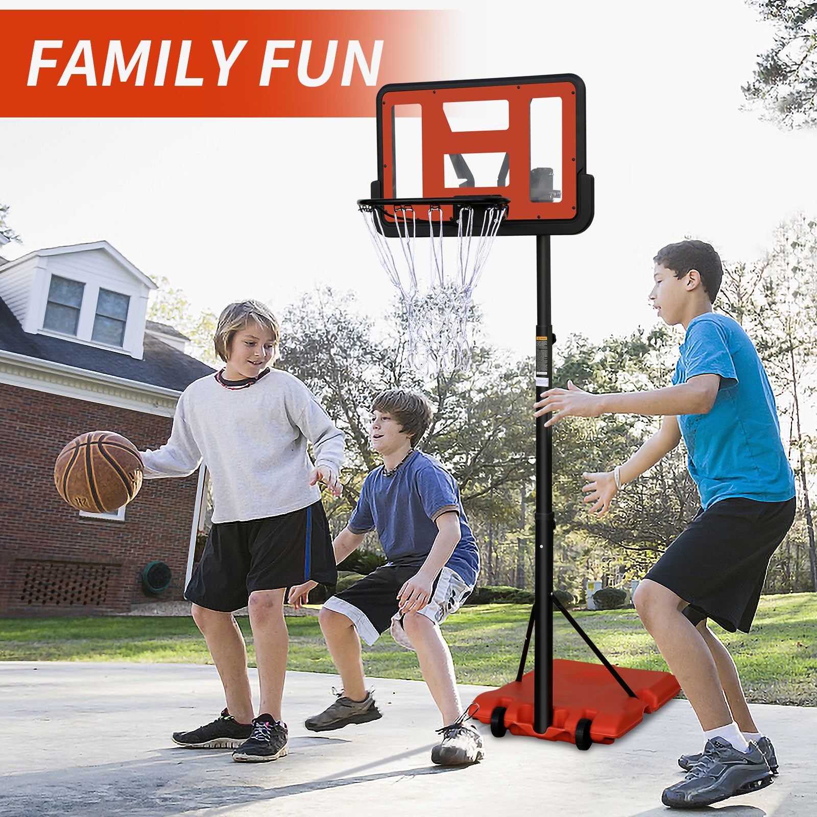 Use for Outdoor Height Adjustable 4.8 to 7.7ft Basketball Hoop 28 Inch Backboard Portable Basketball Goal System with Stable Base and Wheels