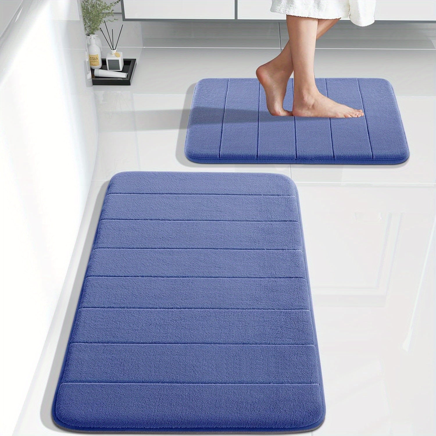 2-Piece Memory Foam Bath Rug Set – Soft, Absorbent, Quick-Dry & Machine Washable!