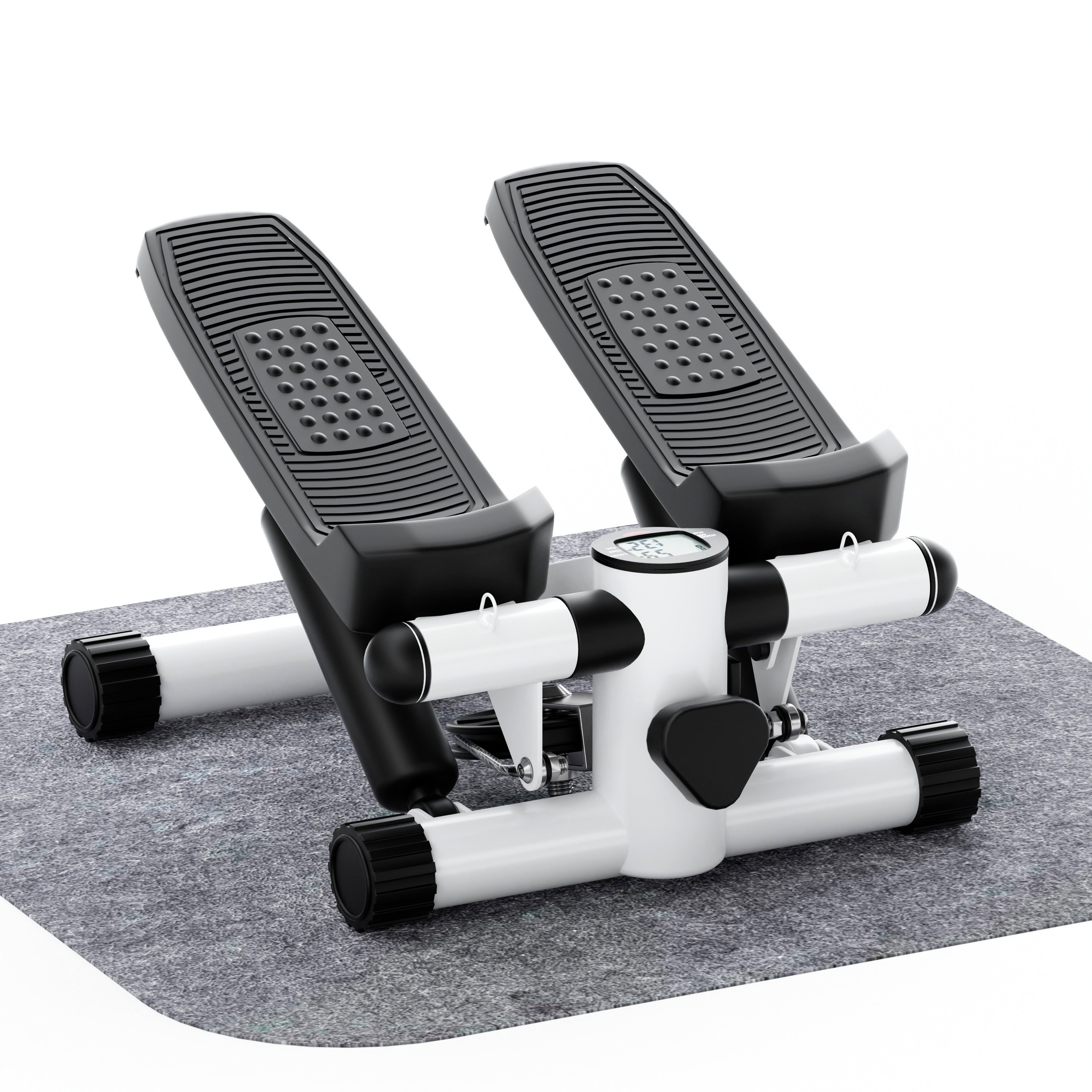 Mini Fitness Stepper, Hydraulic Fitness Stepper with Resistance Bands and Display, Silent Design, Weight Capacity 300LBS, Portable Stepper for Total Body Workout,11.3"L x 12.6"W x 7.8"H,White