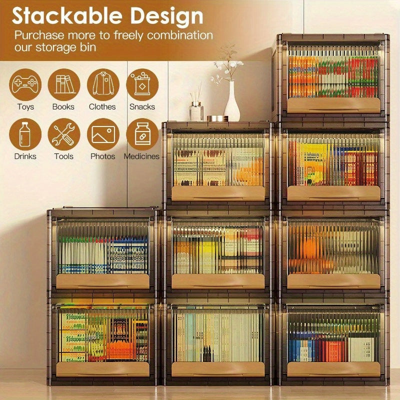 1/2/4 Pack Stackable Storage Boxes Plastic Drawer Organizer Two Way Open Closet