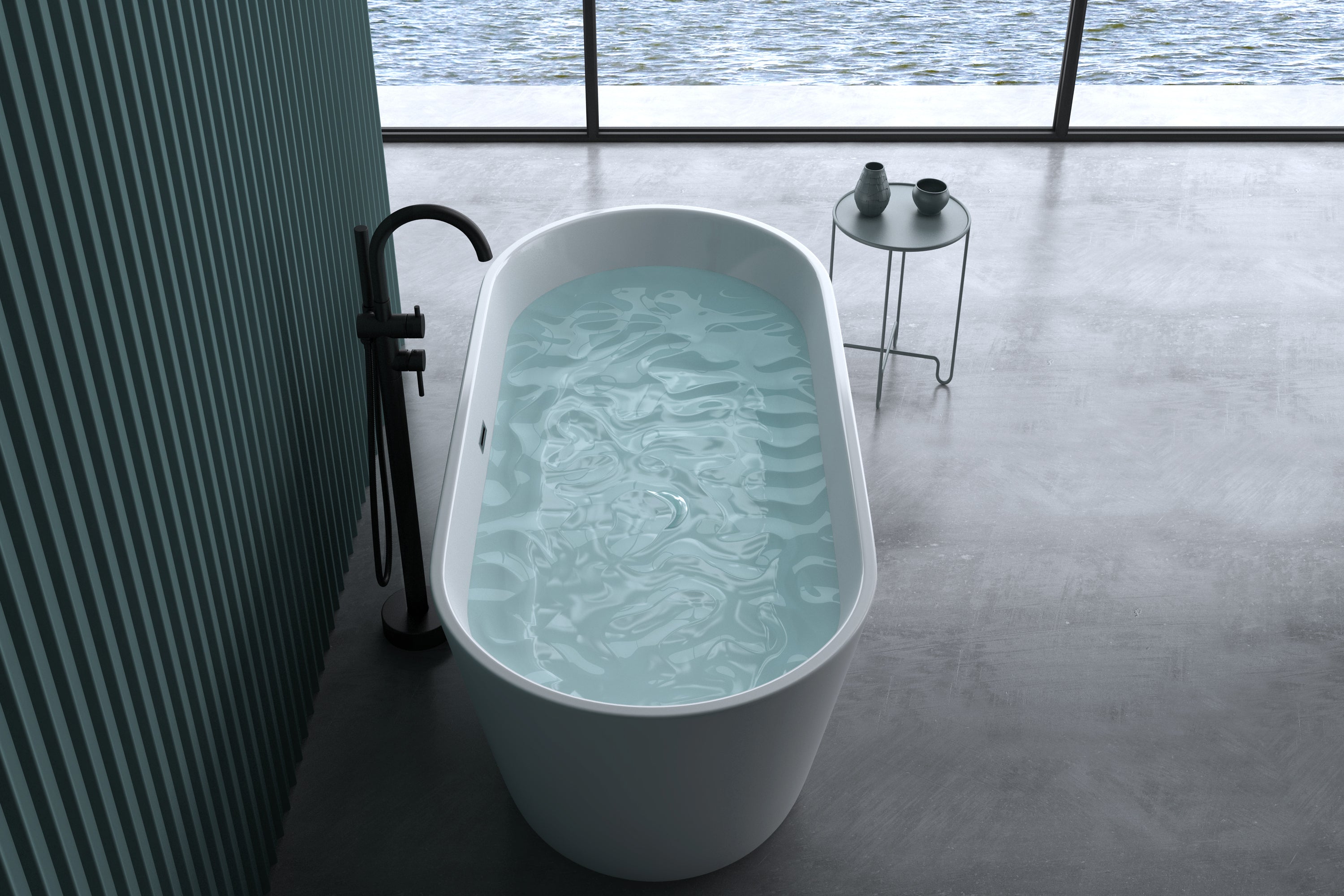 60'' Freestanding Gloss White Acrylic Soaking Bathtub with Toe-Tap Chrome Drain and Classic Slotted Overflow, 24A02-60