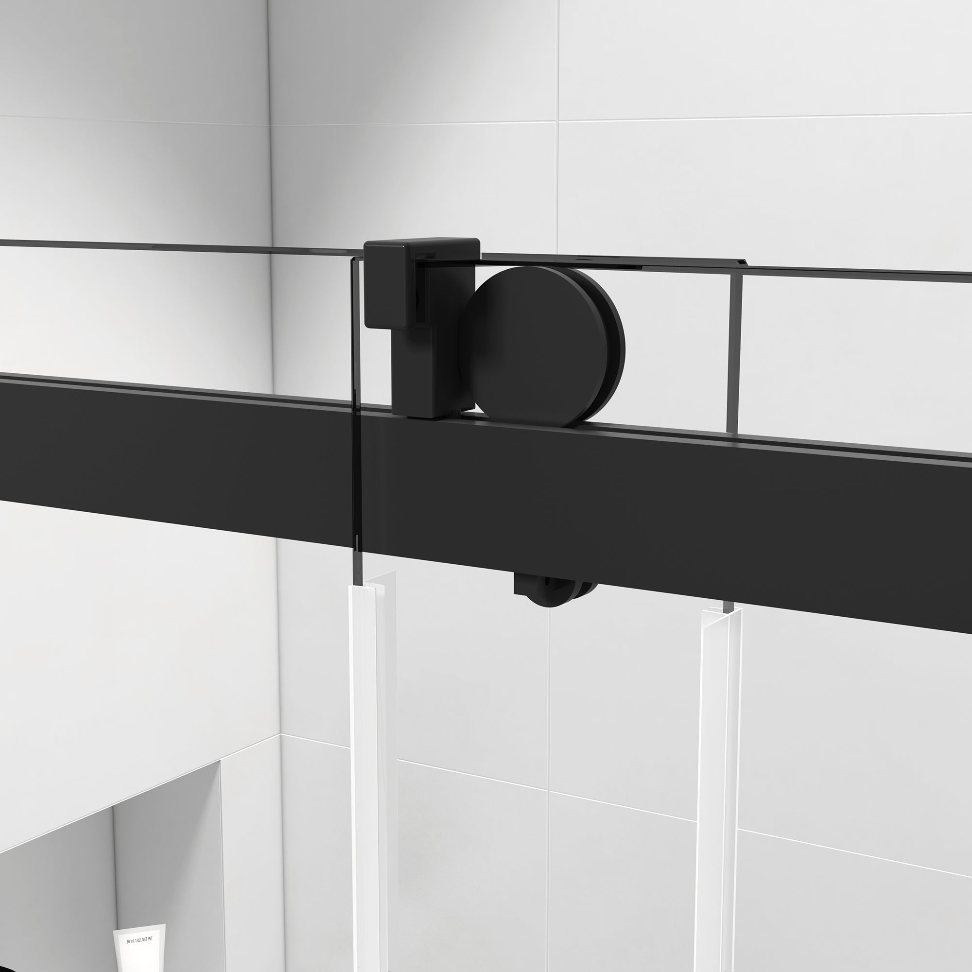 50-60"W x 76"H Single Sliding Frameless Shower Door in Matte Black with Soft-Closing with 3/8 Inch Clear Glass