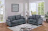 Classic Living Room 2pc Sofa Set Dark Gray Corduroy Sofa Loveseat w Pillows Square Arms Plush Couch