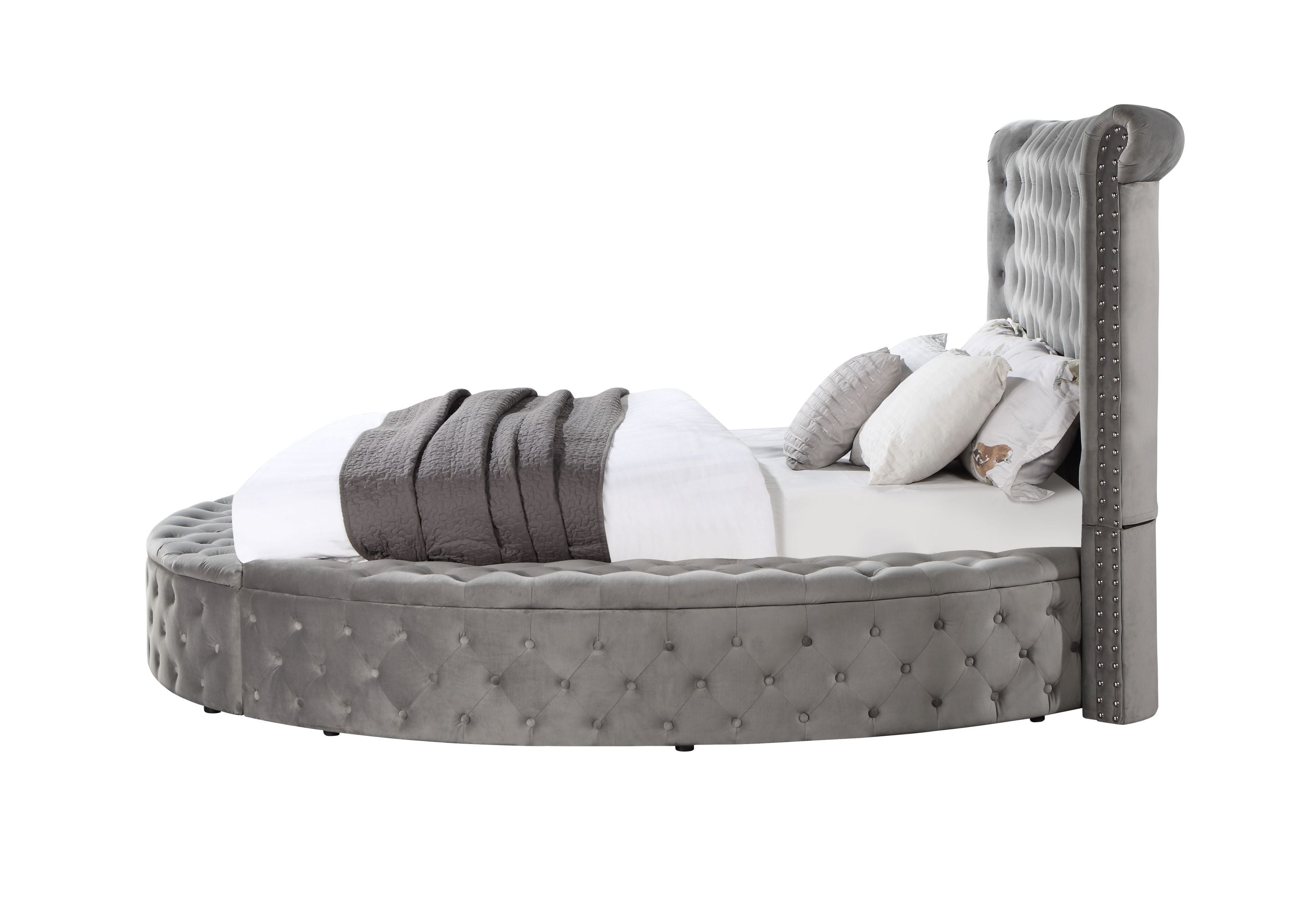 ACME Gaiva Eastern King Bed w/Storage, Gray Velvet BD00966EK