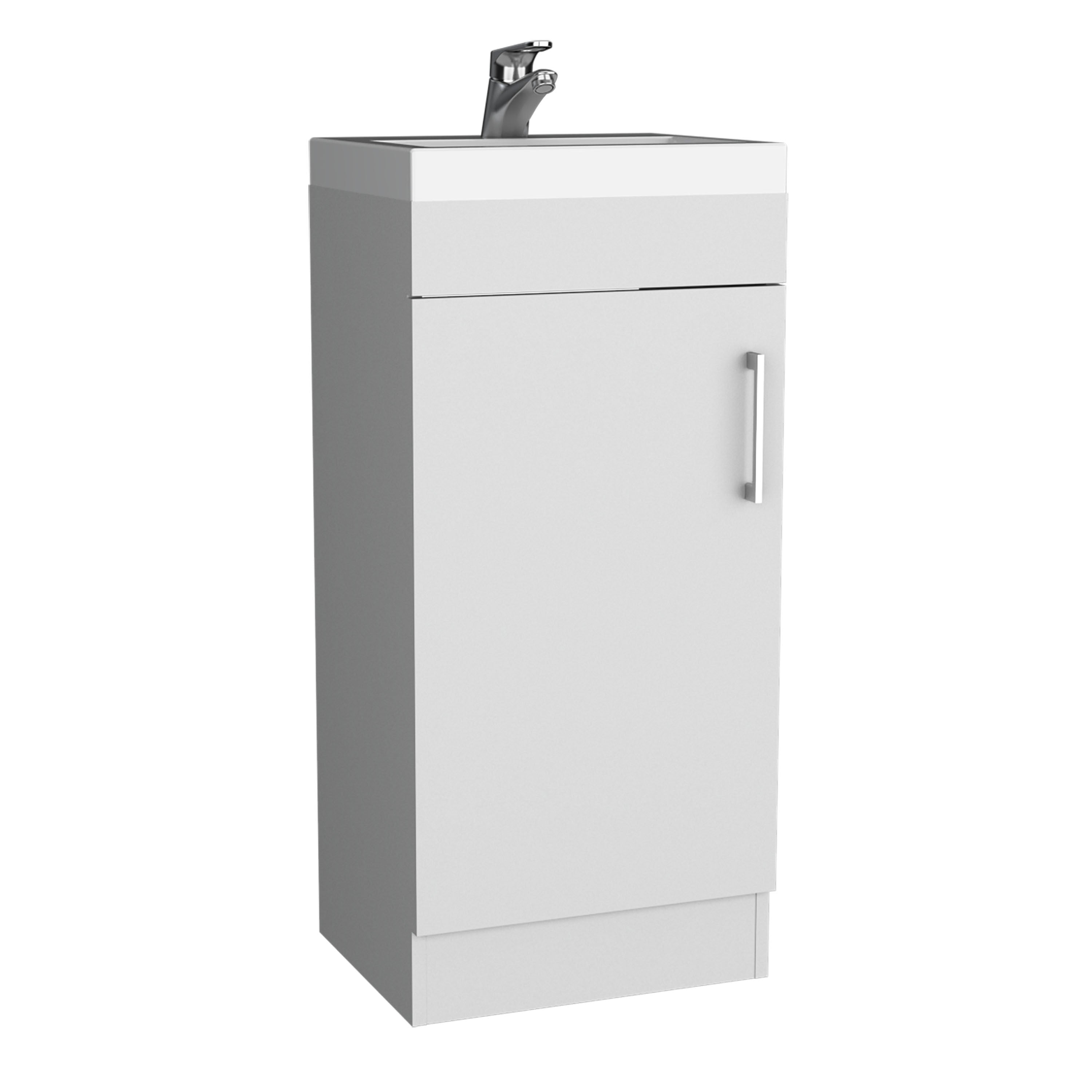 Madrid 16" Bathroom Vanity Single Door, Resin sink and faucet White