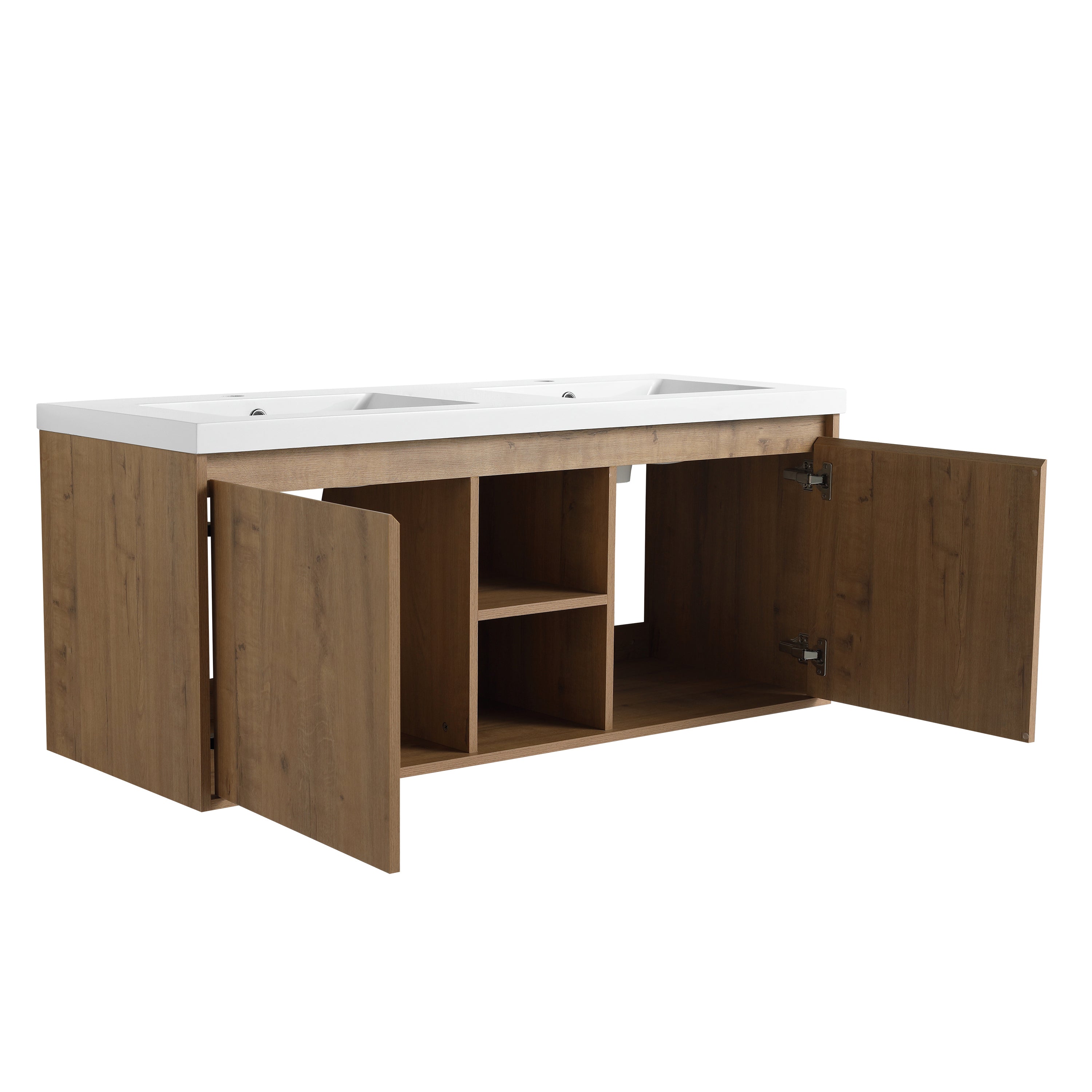 48"  Wall Mounted Bathroom Vanity With Double Sink, Soft Closing Door Hinge (KD-Package)-BVB07248IMOX-GRB4840D