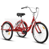 A24631 Adult Tricycles, 1 Speed Adult Trikes 24 inch 3 Wheel Bikes, Three-Wheeled Bicycles Cruise Trike with Shopping Basket for Seniors, Women, Men