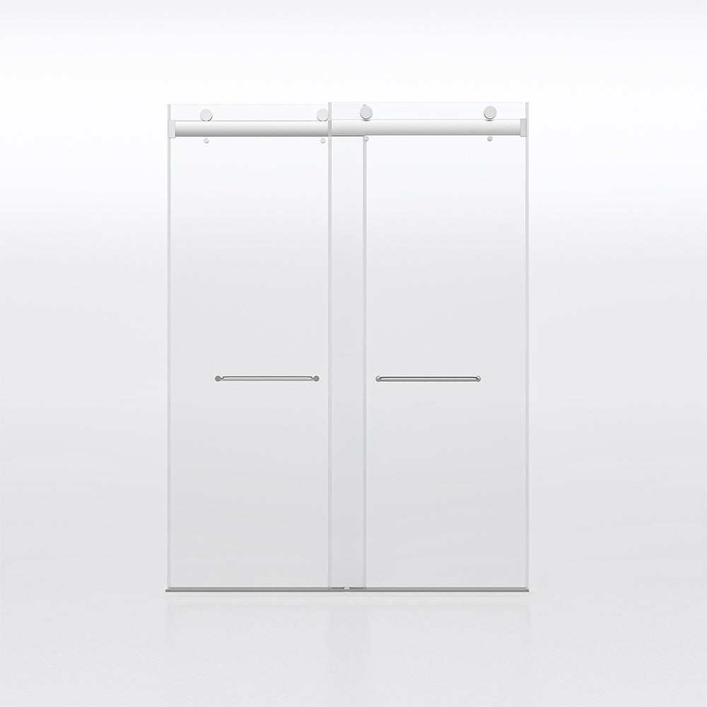 Frameless Sliding Glass Shower Doors 60"W x 76"H with 3/8"(10mm) Clear Tempered Glass, Brushed Nickel