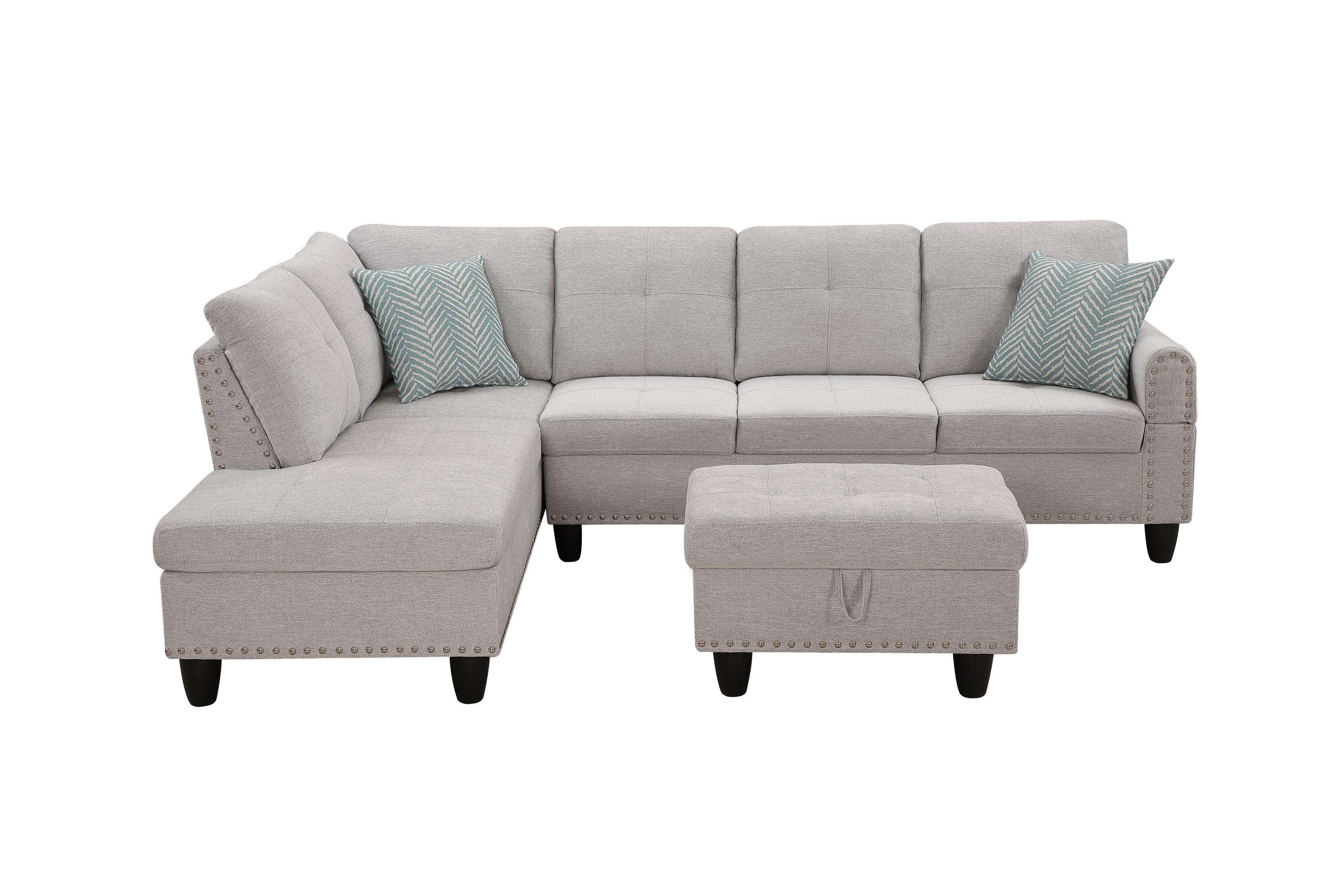 Alger 98" Wide Left Hand Facing Sofa & Chaise with Ottoman