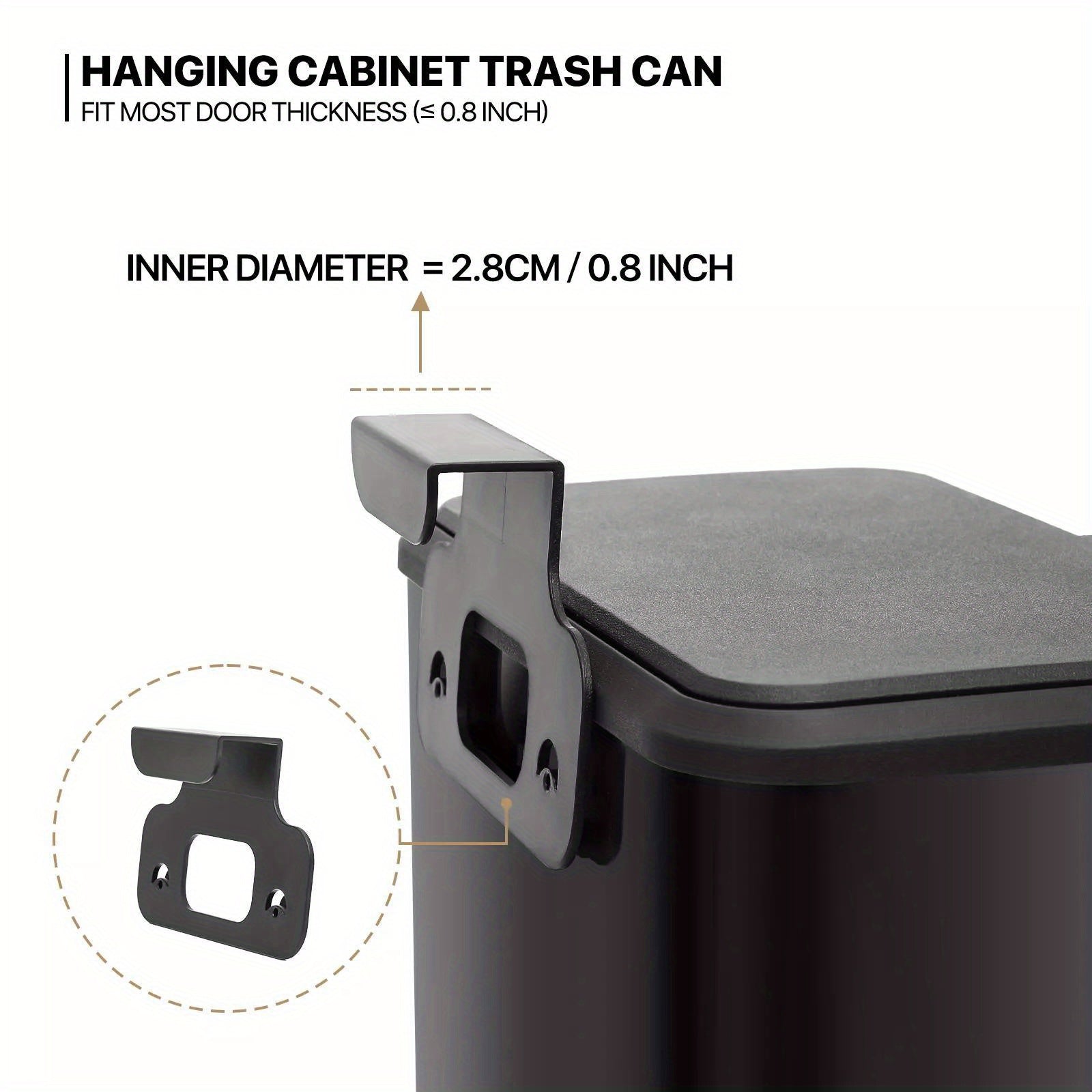 1.3 Gallon Hanging Trash Can – Anti-Oil Kitchen & Bathroom Garbage Bin with Lid