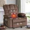 Vanbow.Recliner Chair Massage Heating sofa with USB and side pocket 2 Cup Holders (Brown)