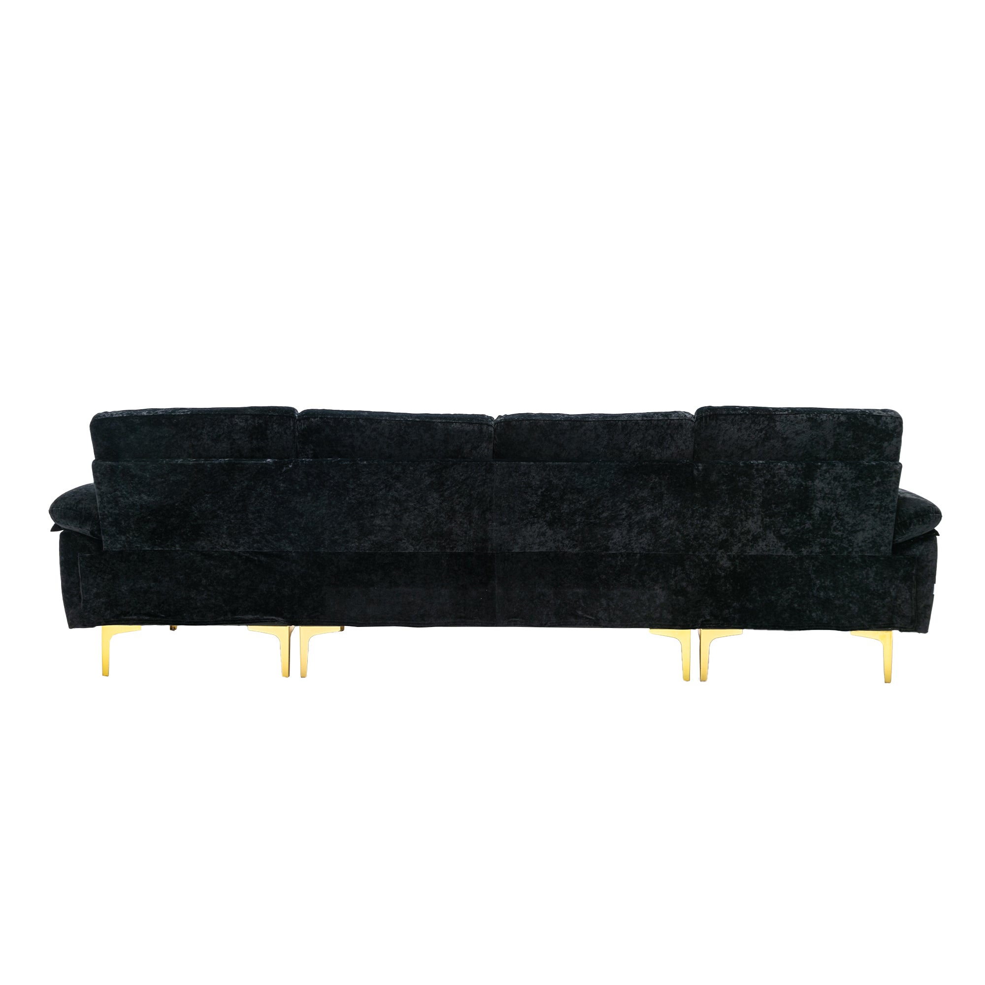 COOLMORE U-shape sectional sofa  with Ottoman , Reversible Sofa Couch for Living Room,Spacious Furniture,Durable Couch Removable and machine washable cover (Black Velvet)