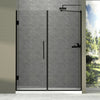 58-58"W x 71"H Semi-Frameless Double Hinges Shower Door in Matte Black,Tempered Glass,Reversible Installation