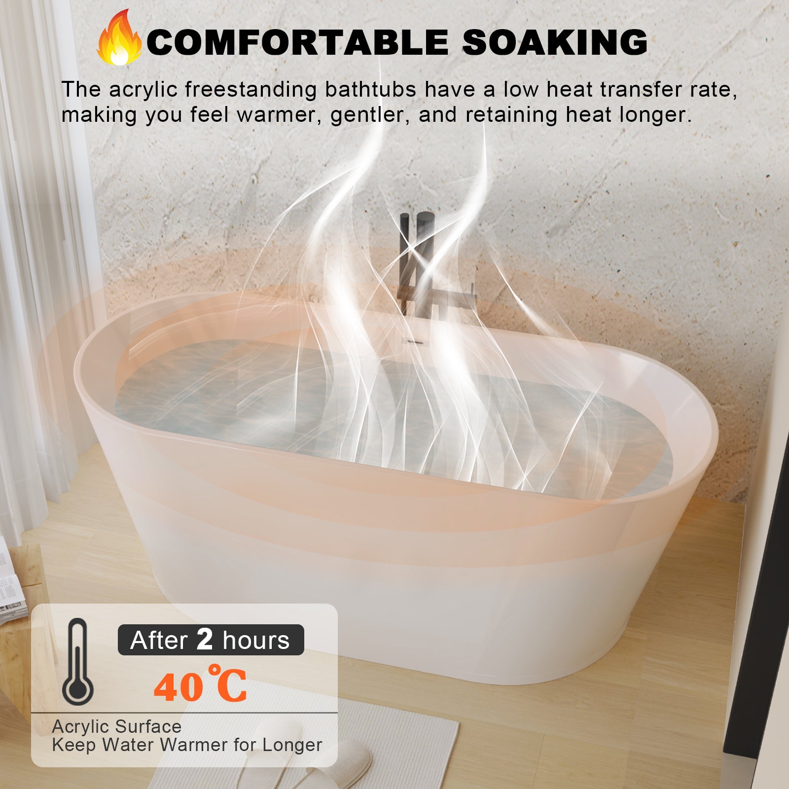 59-inch glossy white freestanding soaking tub, dimension diagram view