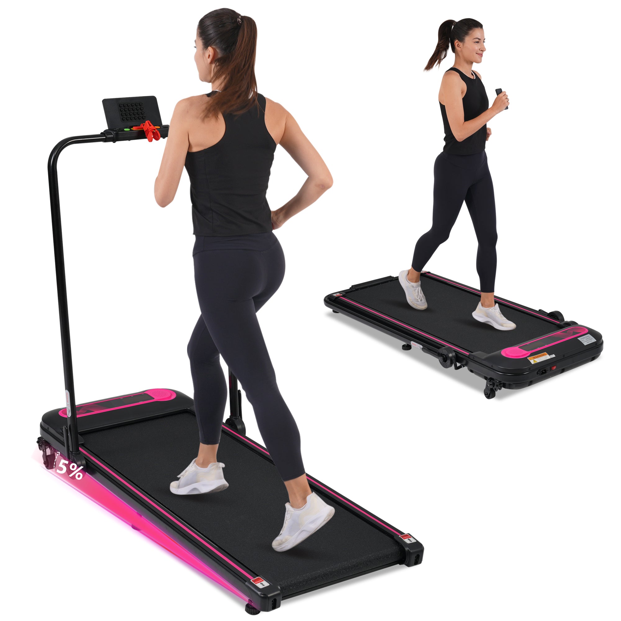 NEW Folding Walking Pad Under Desk Treadmill for Home Office -2.5HP Walking Treadmill With Incline 0.5-7.5MPH 300LBS Capacity Treadmill for Walking Running - Two Ways to Adjust Speed