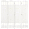 4 Panel Room Divider, Folding Privacy Screen, 5.6' Room Separator, Wave Fiber Freestanding Partition Wall Divider for Rooms, Home, Office, White