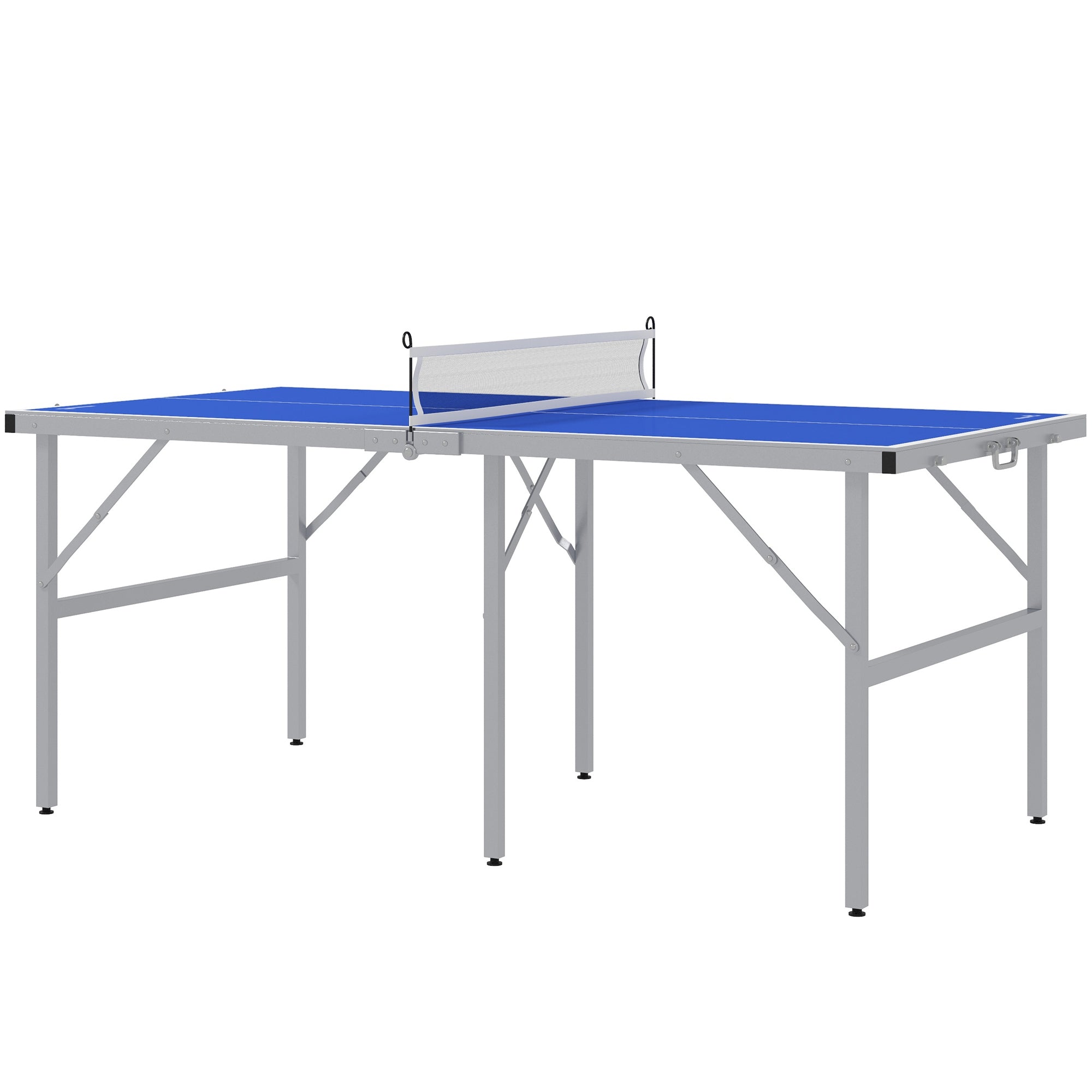 Soozier Mini Ping Pong Table Set for Outdoor and Indoor, Foldable Table Tennis Table with Net, 2 Paddles, 3 Balls, Adjustable Feet, Easy Assembly, Blue