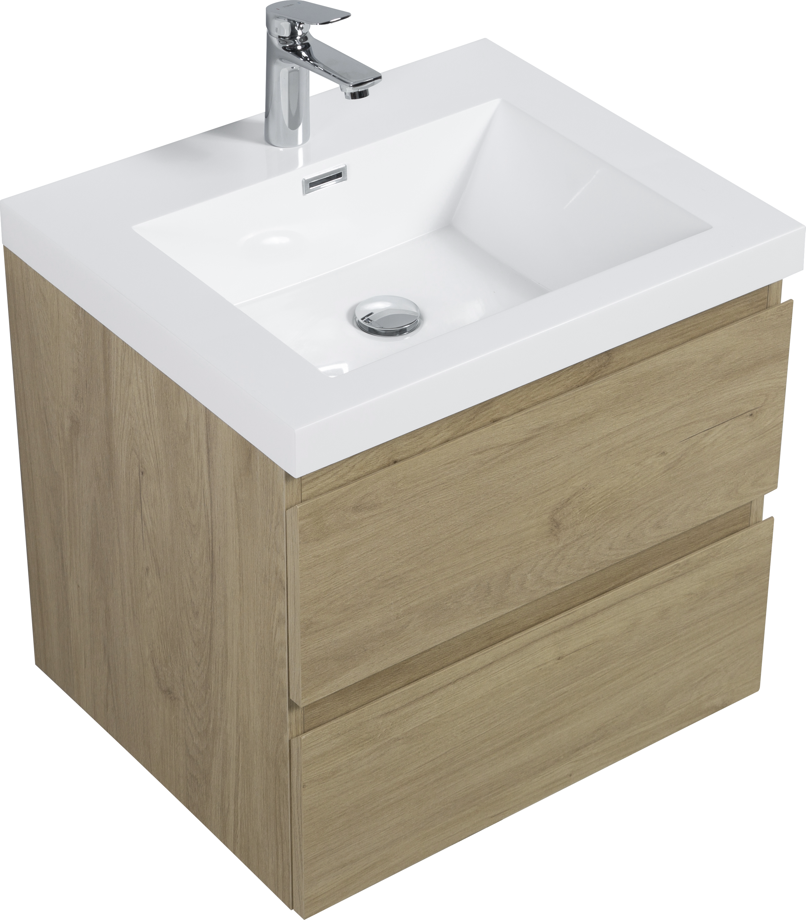 24" Floating Bathroom Vanity with Sink, Modern Wall-Mounted Bathroom Storage Vanity Cabinet with Resin Top Basin and Soft Close Drawers, Natural Oak 24V11-24NO