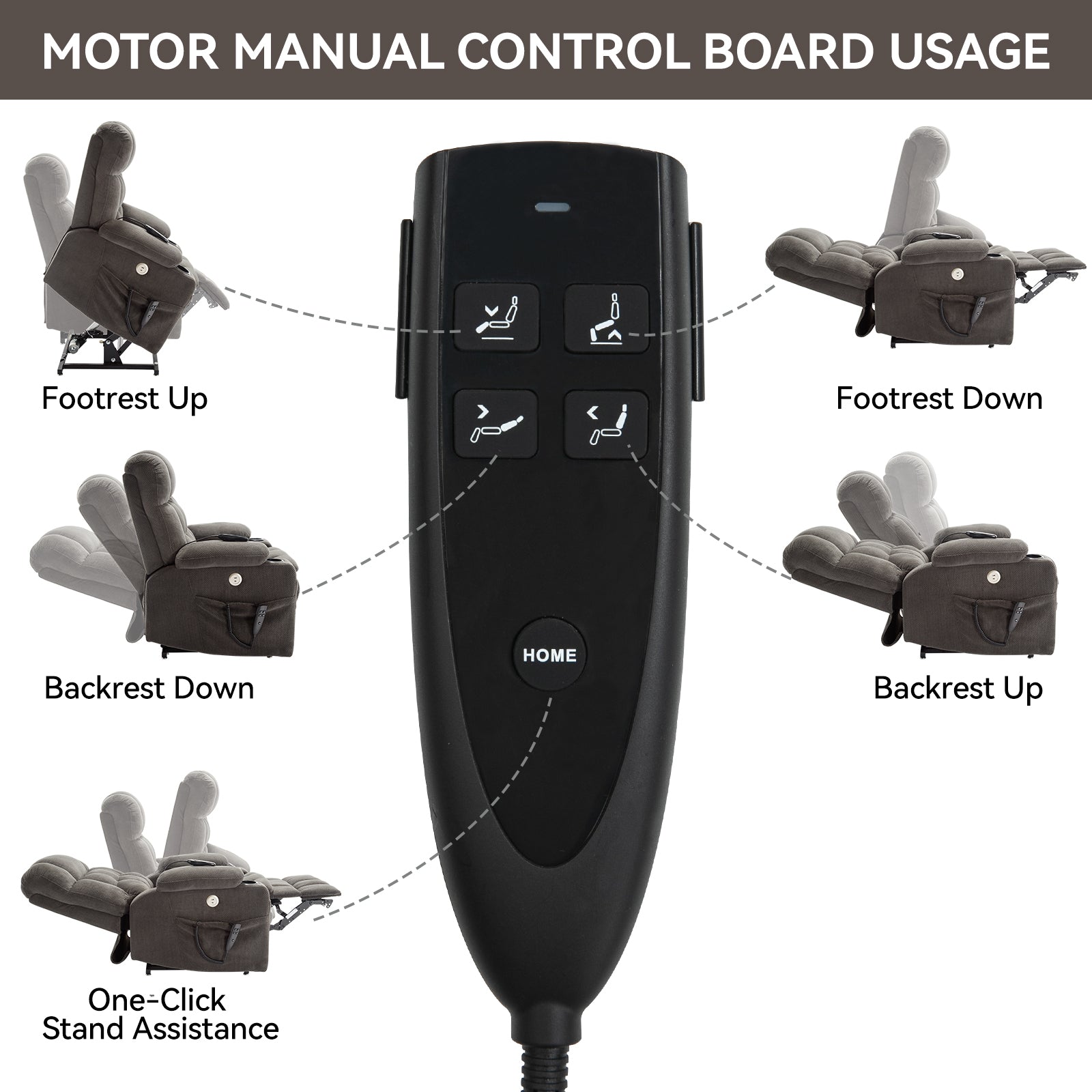 Brown Dual Motor Infinite Position Up to 350 LBS Chenille Power Lift Recliner Chair, Heavy Duty Motion Mechanism with 8-Point Vibration Massage and Lumbar Heating, Dual Cup Holders