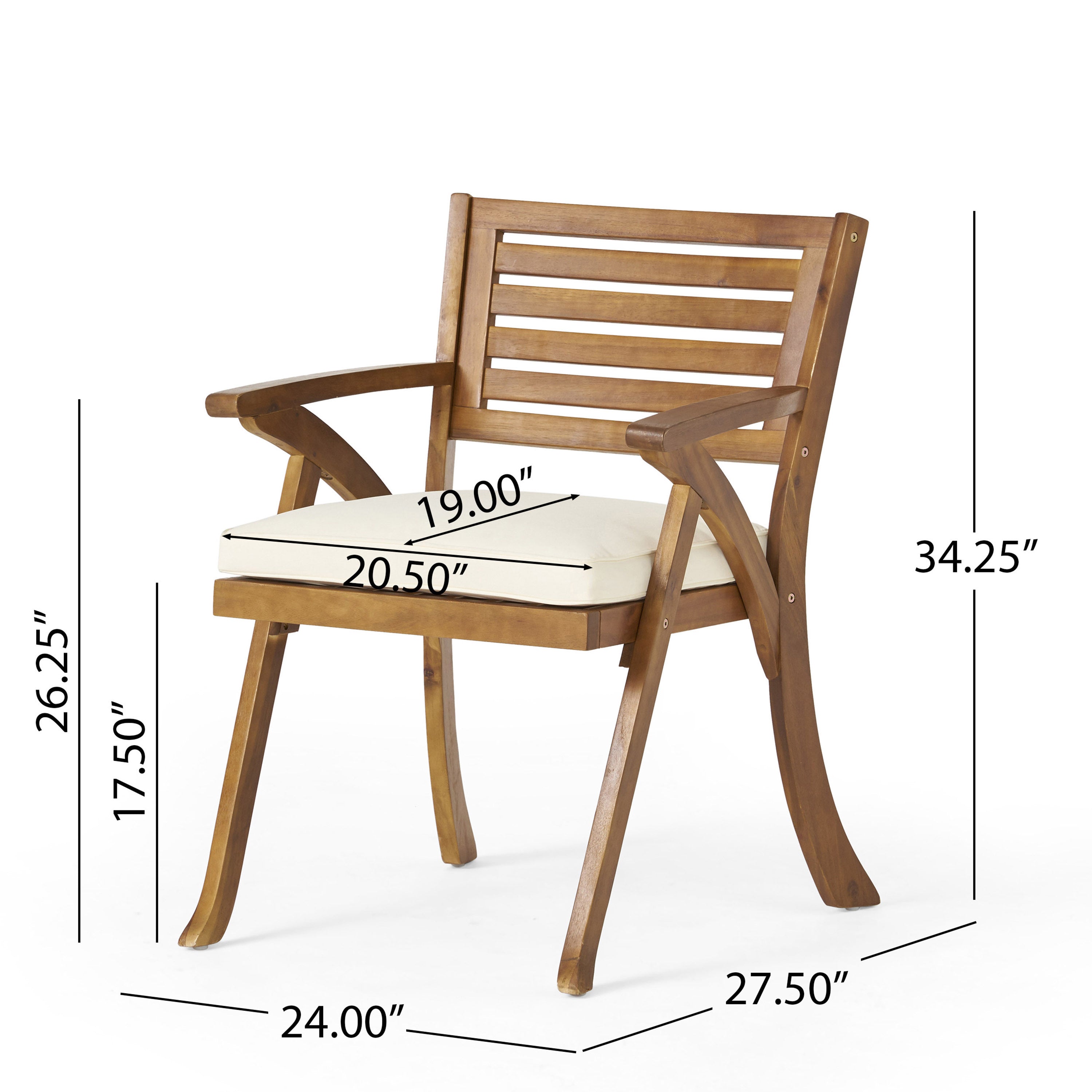 Outdoor Hermosa KD Wood Dining Chair (Set of 2)