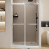 Frameless double sliding shower door 44-48 inch brushed nickel front view