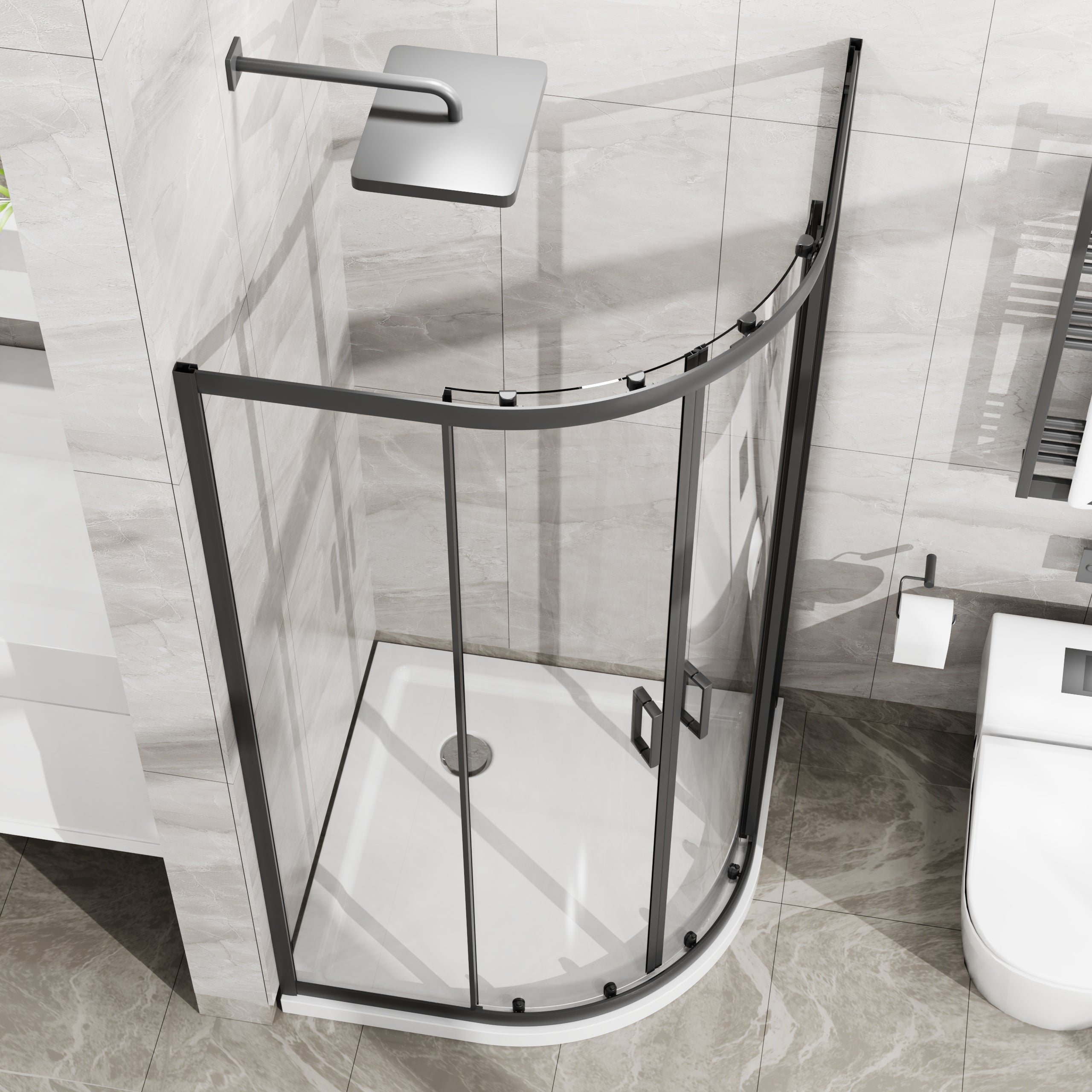 36 x 36 x 72 in Quarter-Round Sliding Shower Enclosure - 36 x 36 x 72 in / Matte Black view 4