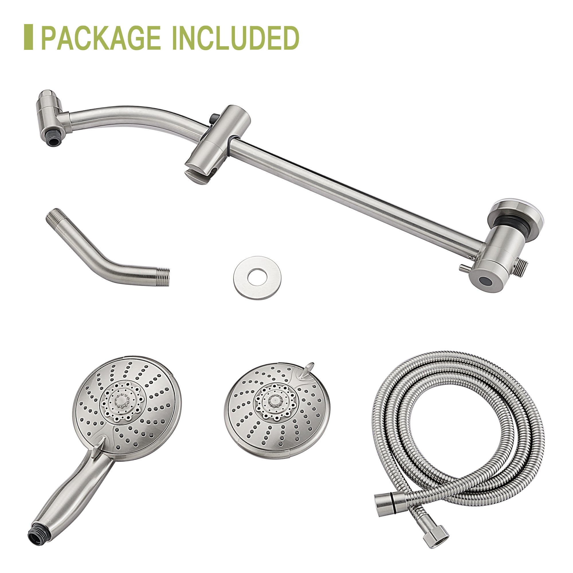 5" Multi Function Dual Shower Head, with Adjustable Slide Bar,Brushed Nickel