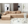 [VIDEO PROVIDED] Modular combination living room sofa set, modern minimalist sofa, free installation sofa, L-shaped, Italian minimalist tofu block sofa, Left-Hand Facing,Terrycloth fabric, Light Brown