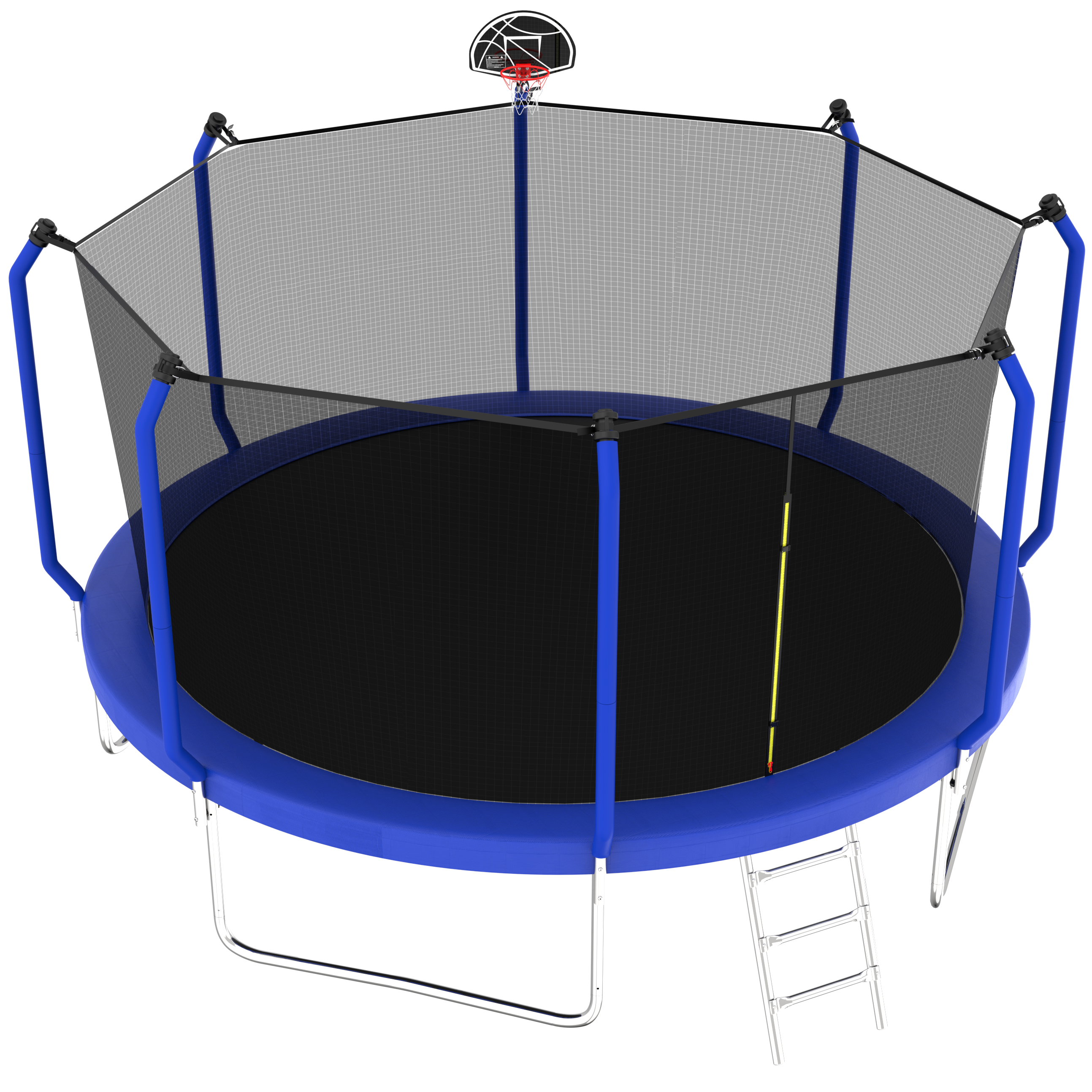 14FT Trampoline with Basketball Hoop, ASTM Approved Reinforced Type Outdoor Trampoline with Enclosure Net