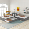 L-shaped Platform Bed with Trundle and Drawers Linked with built-in Desk,Twin,Gray(Old SKU:SM000916AAE-1)