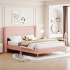 Queen Size Corduroy Platform Bed with Metal Legs, Pink(old sku:WF300238AAH)