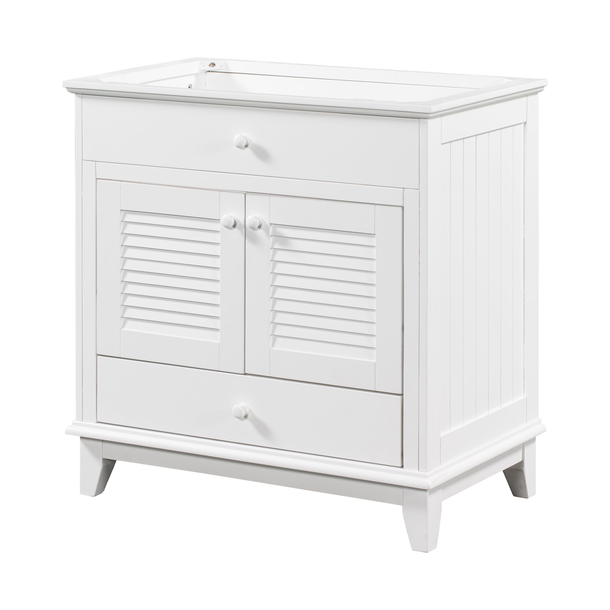 30" Bathroom Vanity Base without Sink, Bathroom Cabinet with Two Doors and One Drawer, White