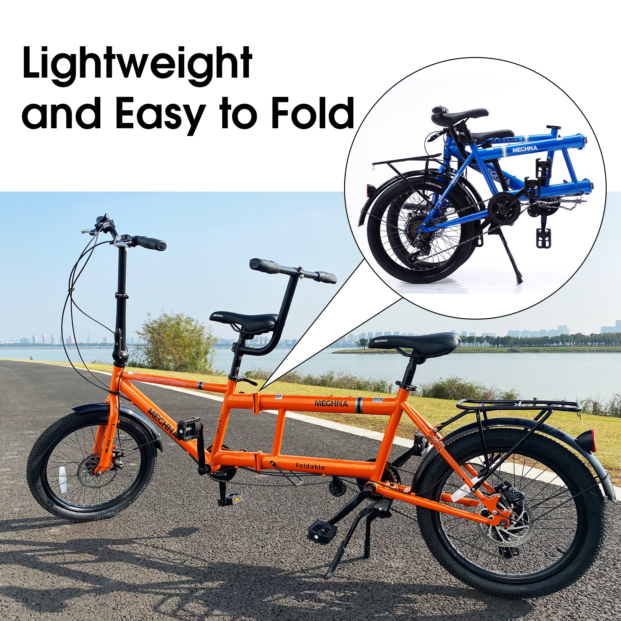 Tandem bike ,20inch wheels ,2-seater ,shimano 7 speed ,foldable tandem adult beach cruiser