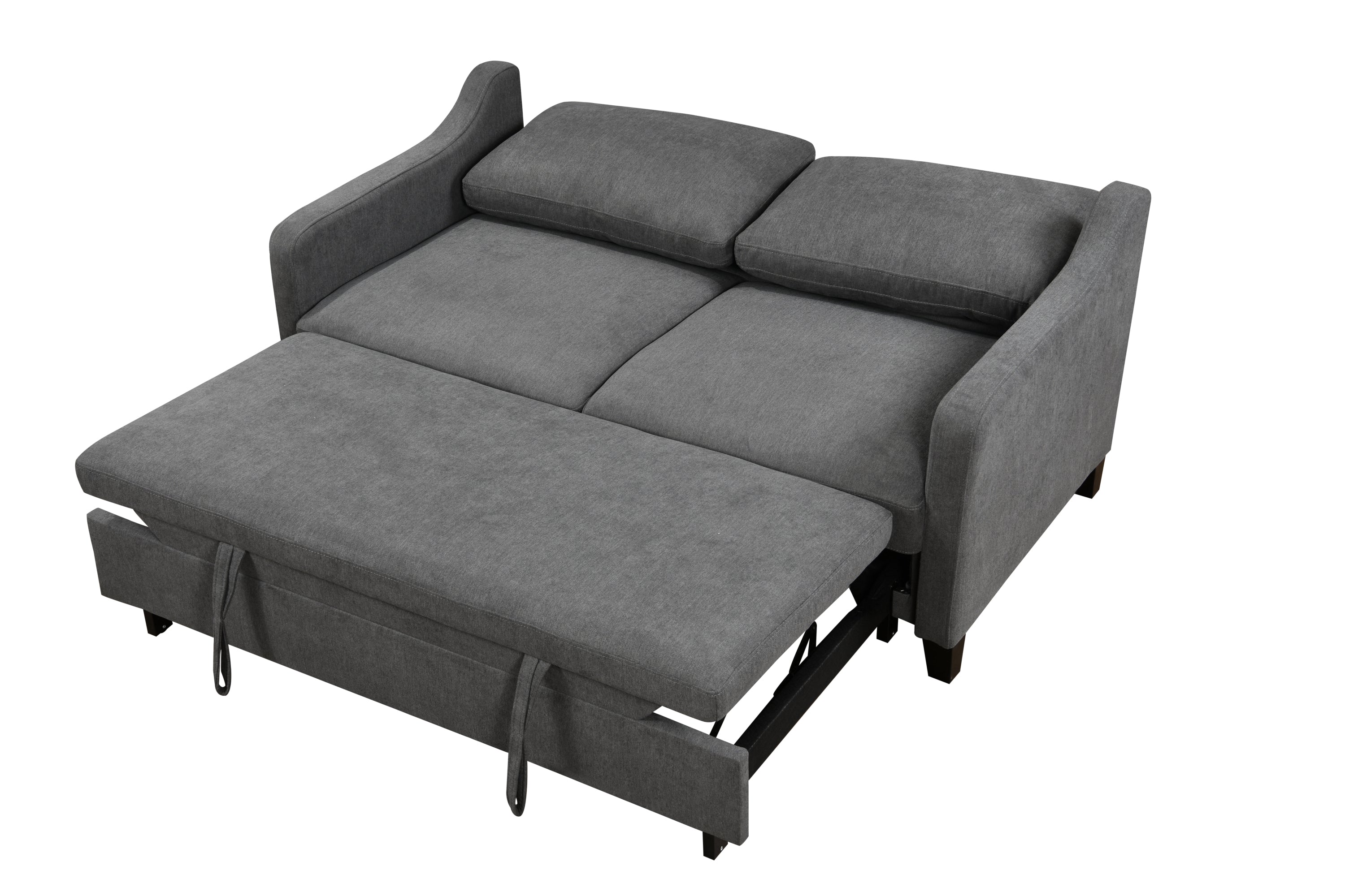 69" 3 in 1 Convertible Queen Sleeper Sofa Bed, Modern Fabric Loveseat Futon Sofa Couch w/Pullout Bed, Love Seat Lounge Sofa w/Reclining Backrest, Furniture for Living Room, Dark Grey