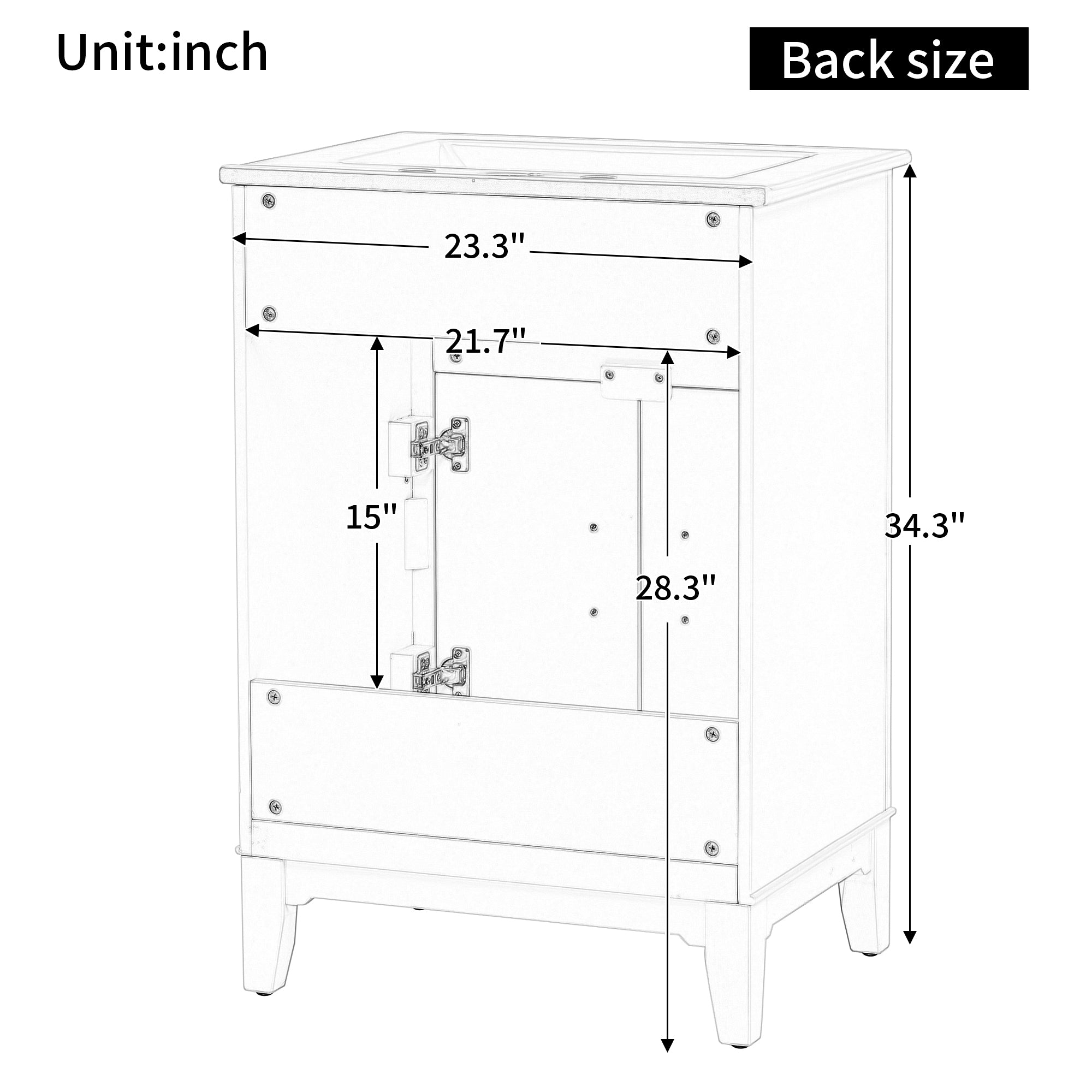 24" Bathroom Vanity with Sink, Bathroom Vanity Cabinet with One Flip Drawer and Doors, Solid Wood and MDF, White