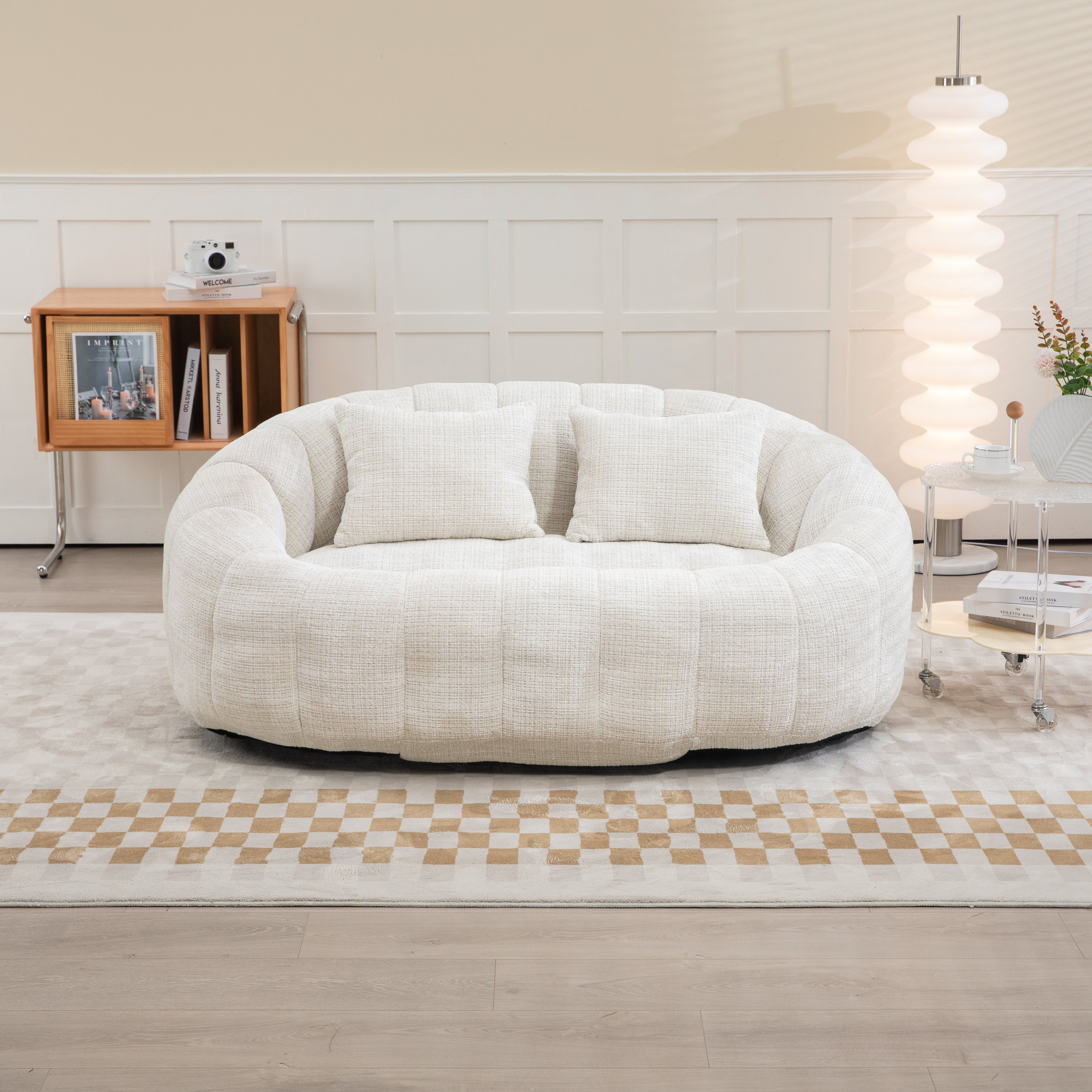 COOLMORE Bean Bag sofa Lazy Sofa Durable Comfort Lounger High Back Bean Bag Chair Couch for Adults and Kids, Indoor & Outdoor, Accent Floor Soft Lounge Chair  (Beige chenille)