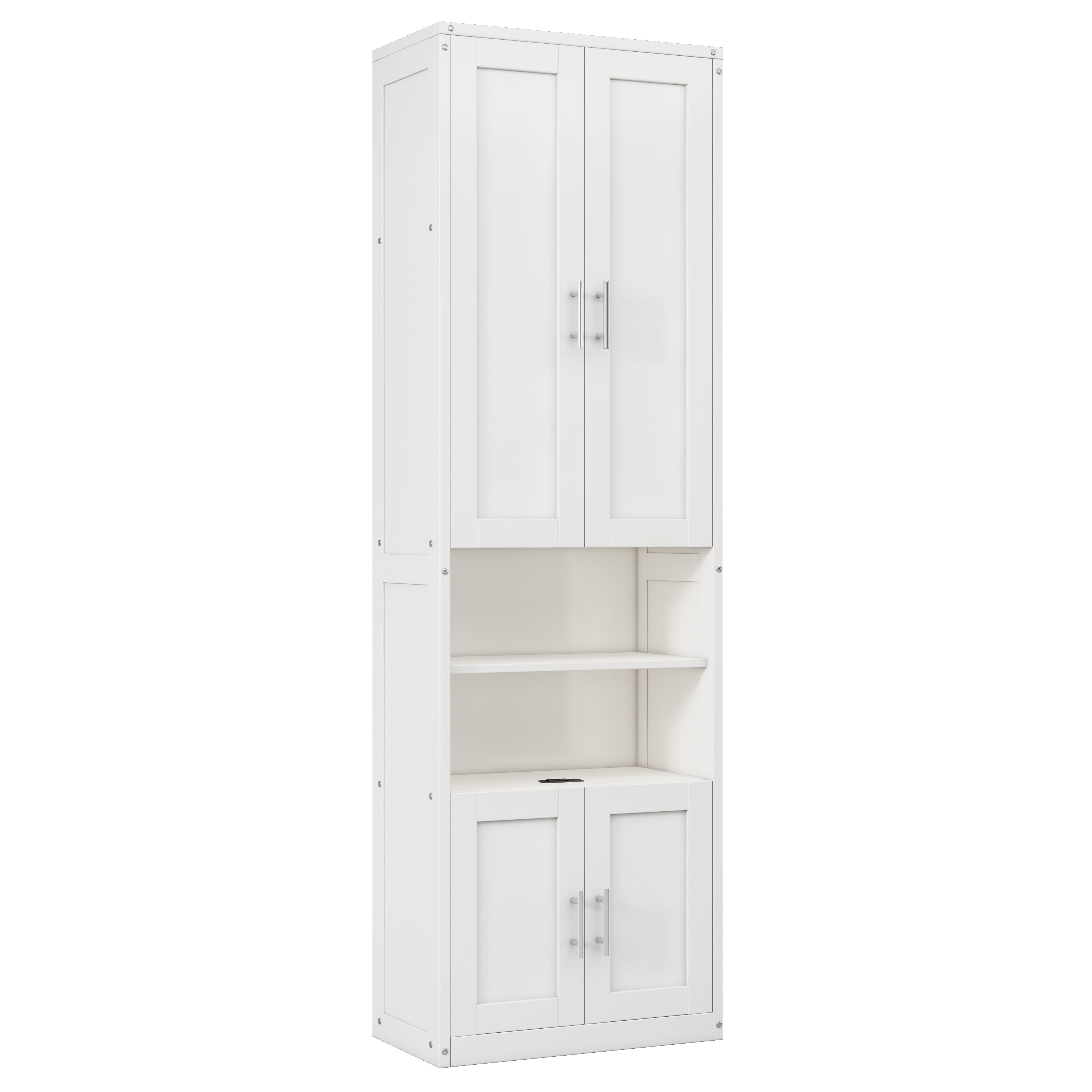 Queen Size Murphy Bed with 1 Side Cabinet Storage Shelf, 68-inch Cabinet Bed Folding Wall Bed with Desk Combo Perfect for Guest Room, Study, Office,White(old sku:BS300192AAC)