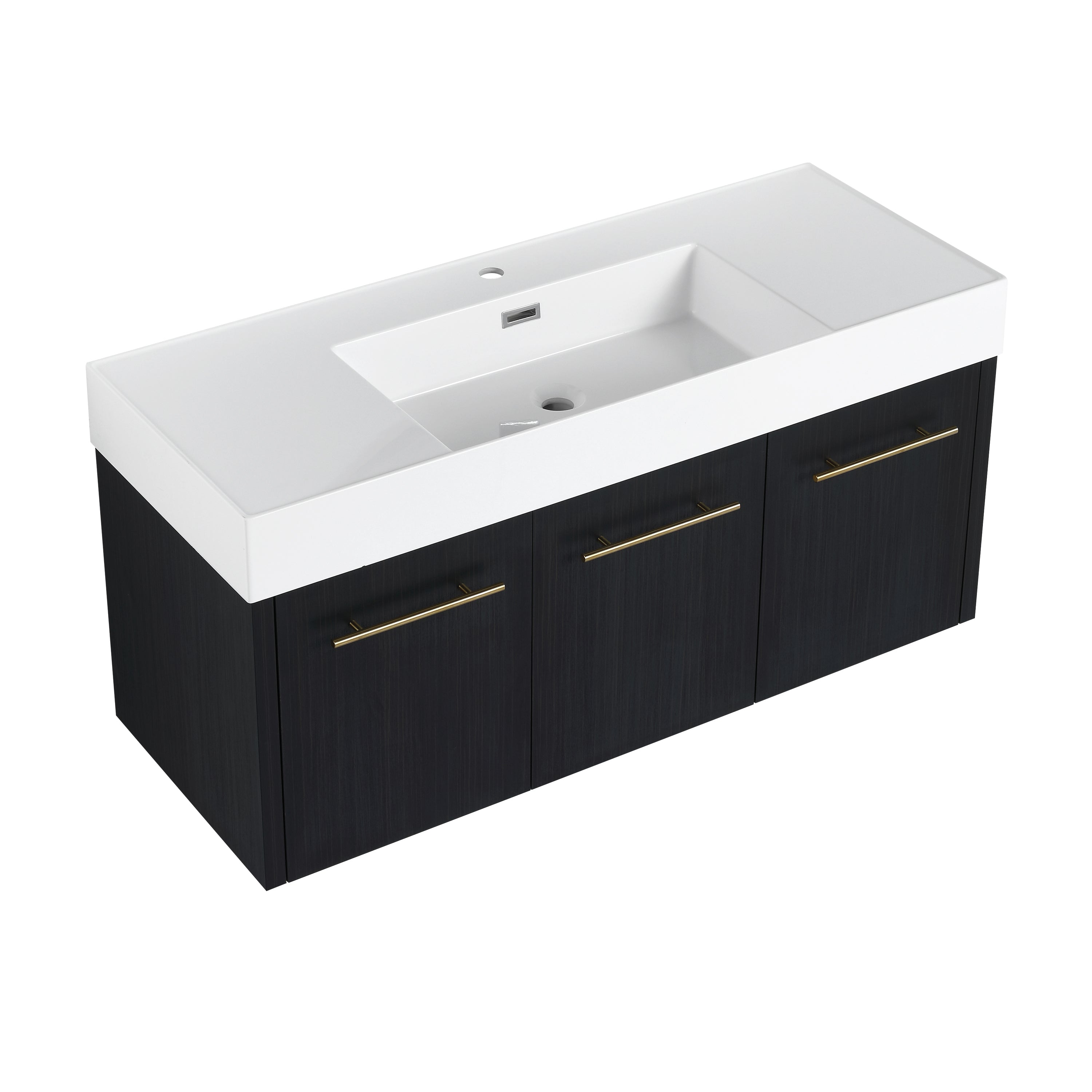 48 Inch Wall-Mounted Bathroom Vanity with Sink, Thick Edged Resin Basin, KD-Package