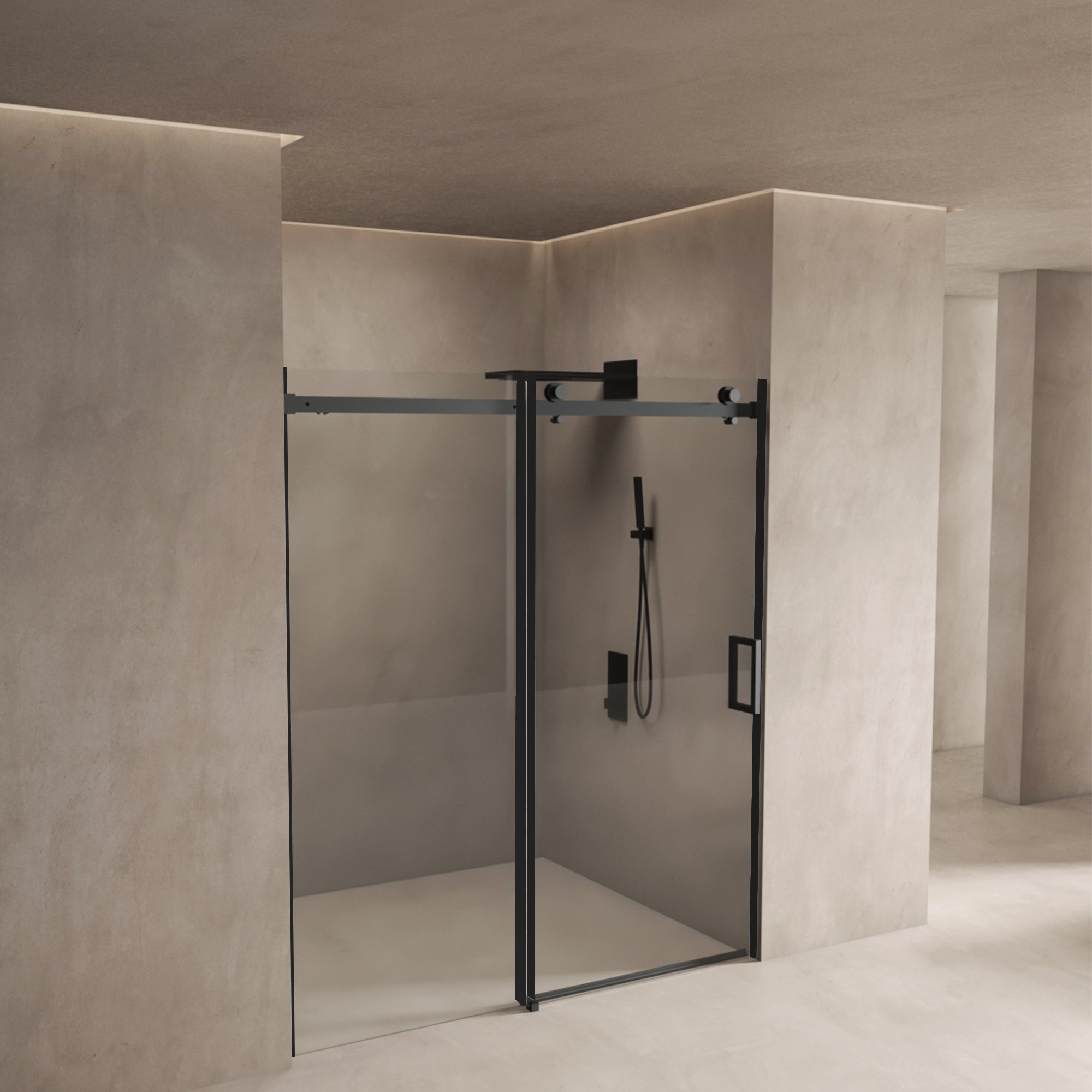 56"-60"W x 70"H Frameless Shower Door, Sliding Shower Door, with Premium 5/16"(8mm) Thick Tempered Glass Shower Enclosure,Double Side Easy Clean Coat,Matte Black Finished With Buffer