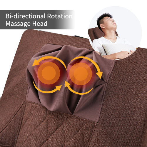 Full massage function-Air pressure-Comfortable Relax Rocking Chair, Lounge Chair Relax Chair with Cotton Fabric Cushion Brown