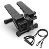 Mini Steppers for Exercise, Stair Stepper with Resistance Bands, Mini Stepper with 300LBS Loading Capacity, Hydraulic Fitness Stepper with LCD Monitor(Black)