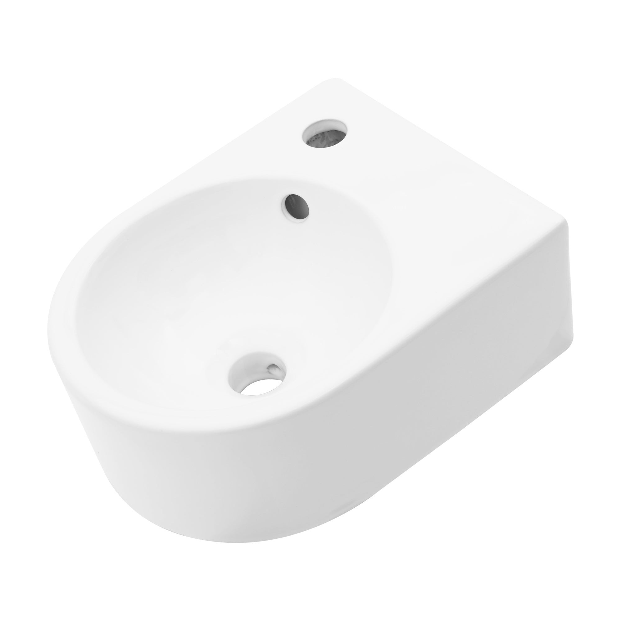 13x10.44 Inch White Ceramic Rectangle Wall Mount Bathroom Sink with Single Faucet Hole