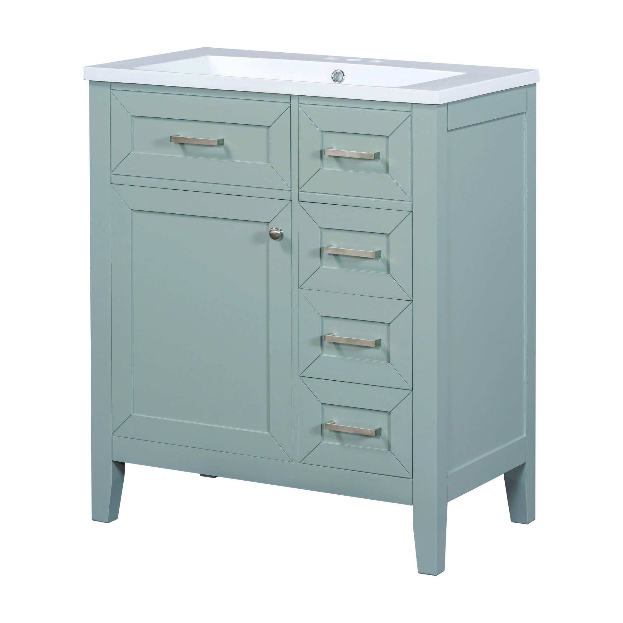 30" Bathroom Vanity with Sink Combo, Green Bathroom Cabinet with Drawers, Solid Frame and MDF Board (Old Sku:N725S999222F)