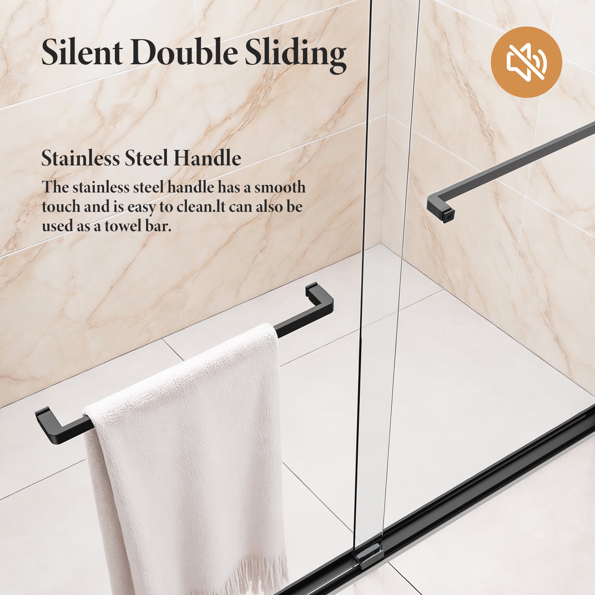 50-54 x 70 in Semi-Frameless Double Sliding Shower Door - 50-54 x 70 in / Matte Black view 2
